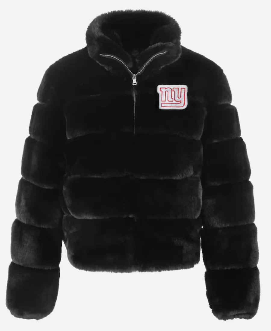 New York Giants Cuce Black Fur Puffer Jacket