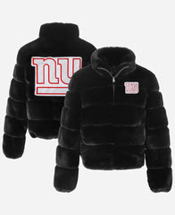 New York Giants Cuce Black Fur Jacket