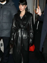 PFW 2026 Lily Allen Black Leather Coat