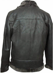 Fur Shearling Bomber Aviator Flying Pilot B3 Black Leather Jacket
