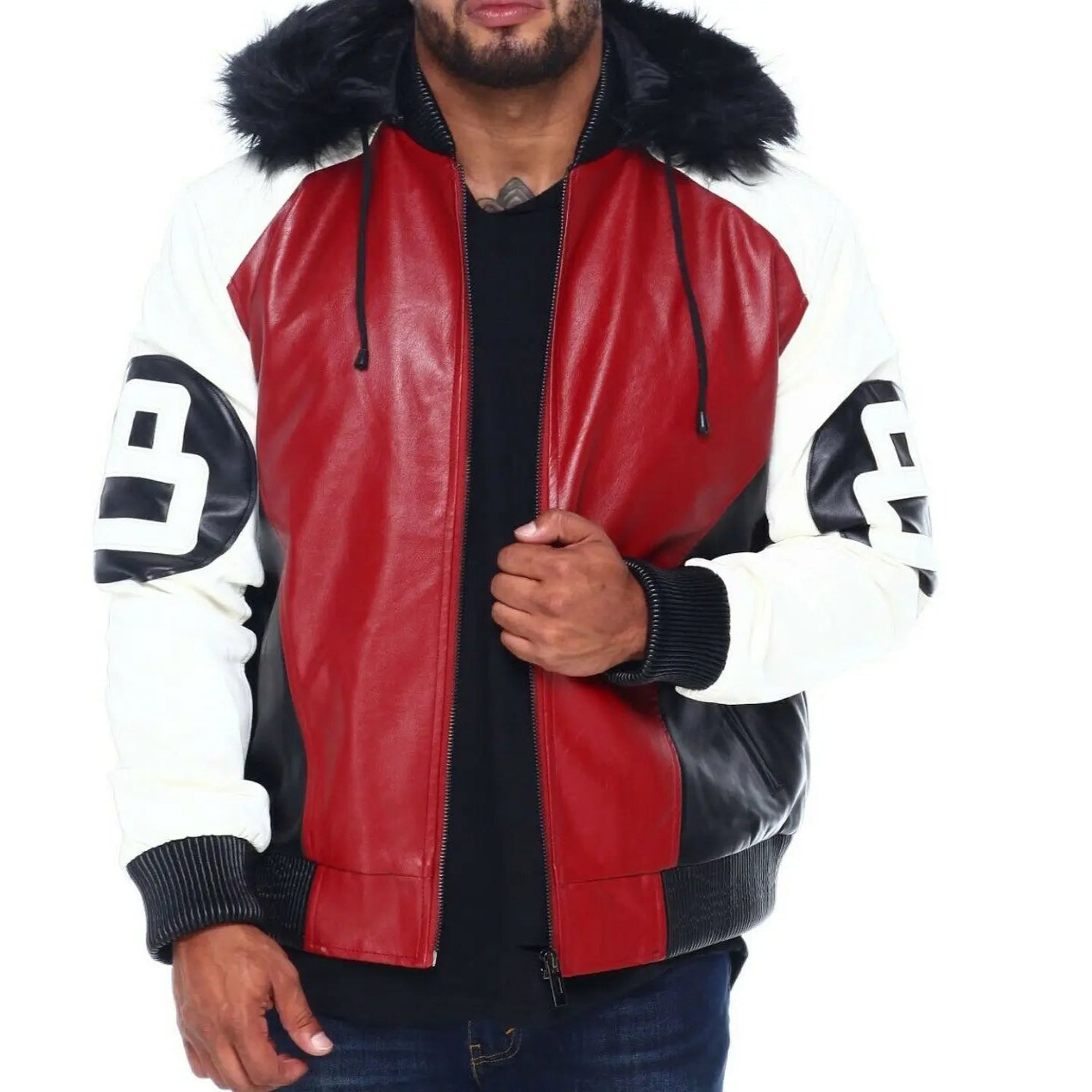 Robert Phillipe 8 Ball Genuine Leather Hooded Jac