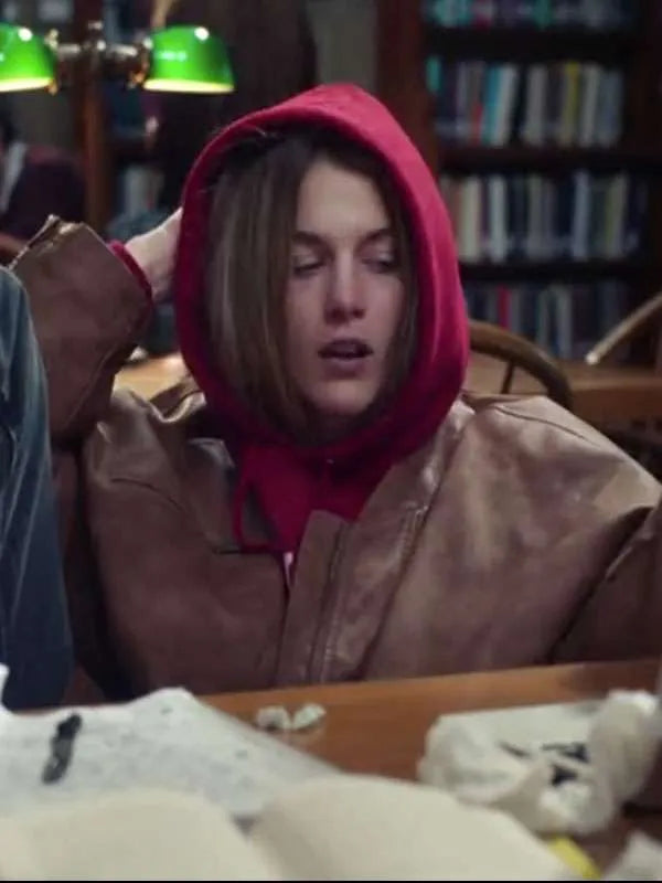 Roommates 2026 Chloe East Brown Leather Jacket