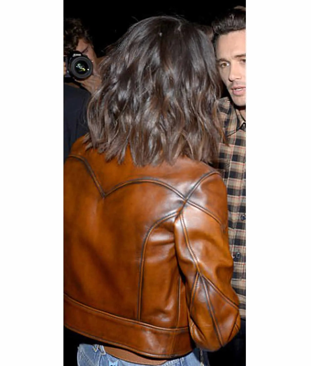 SelenaGomezWaxedClassicBrownLeatherJacket_2