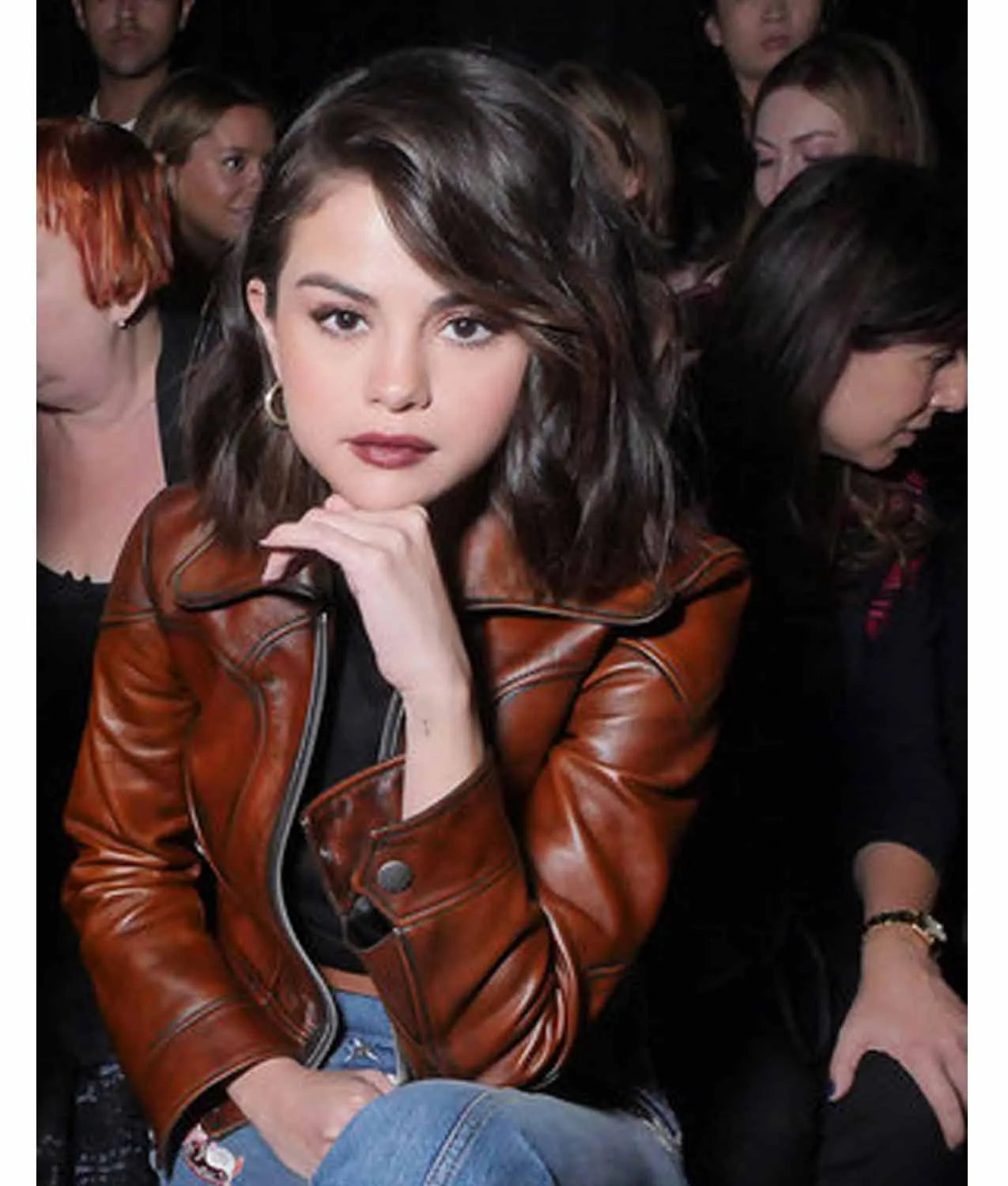 SelenaGomezWaxedClassicBrownLeatherJacket_5