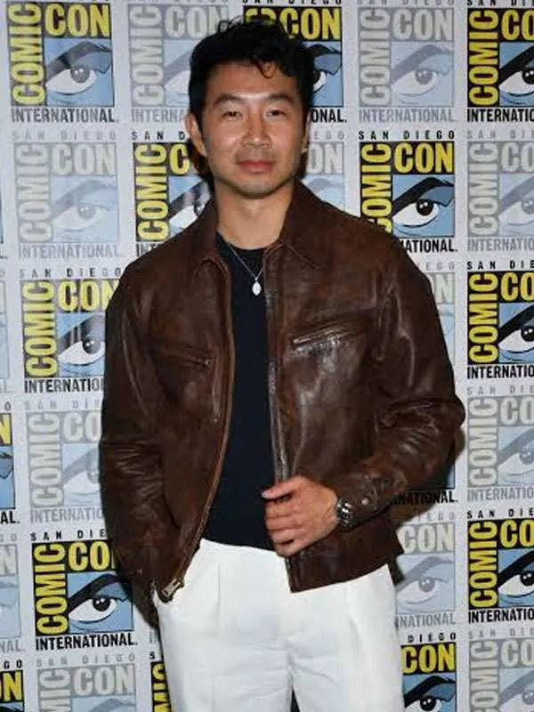 Simu Liu Comic Con 2026 Brown Leather Jacket
