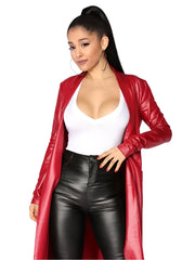 SingerArianaGrandeRedLeatherTrenchCoat_1