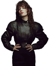 Sophie Thatcher 2026 Black Cropped Leather Jacket