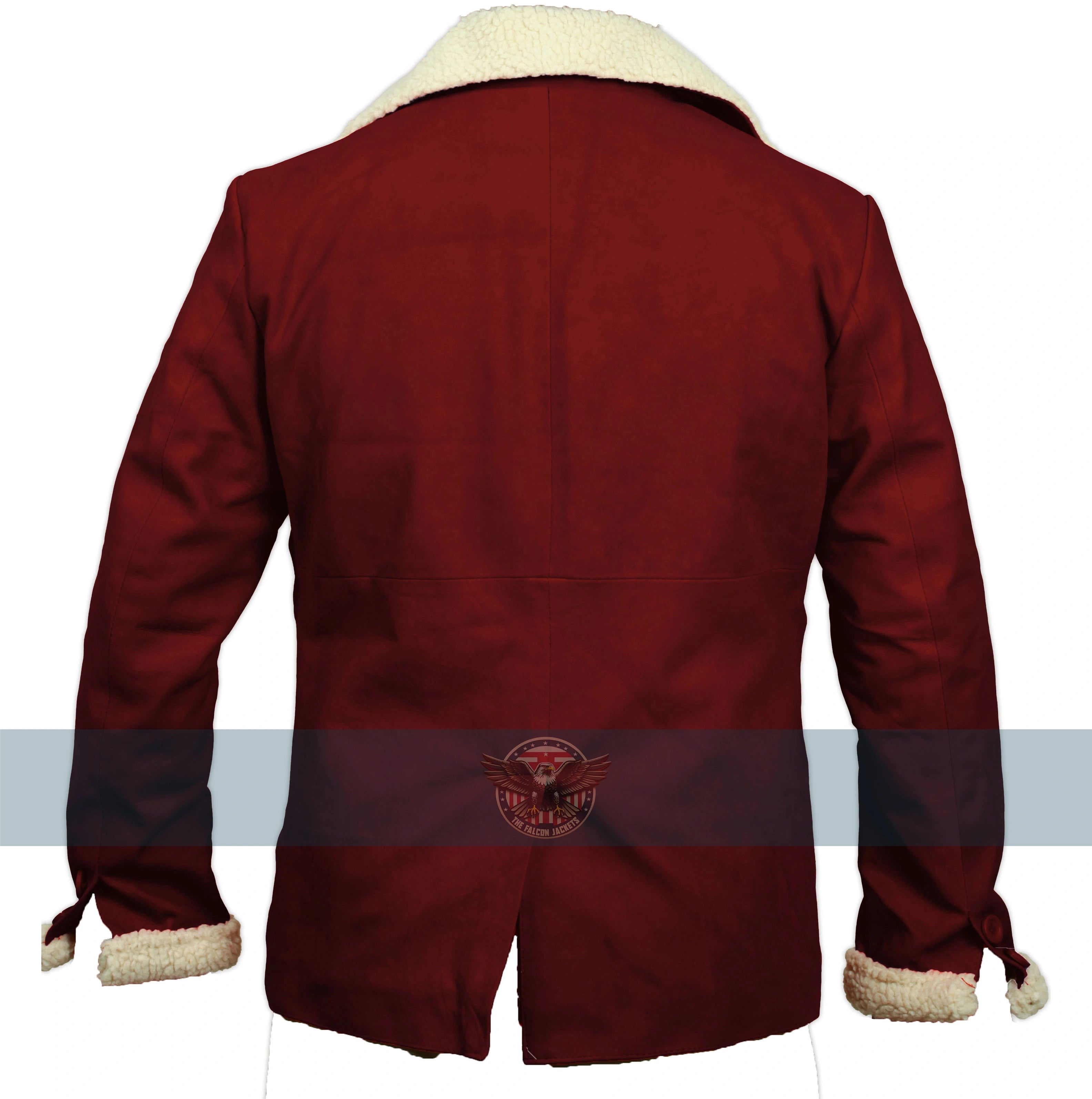 Christmas Red Santa Claus Faux Fur Trim Suede Blazer