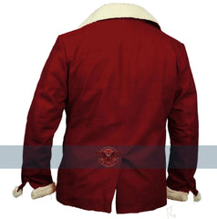 Christmas Red Santa Claus Faux Fur Trim Suede Blazer