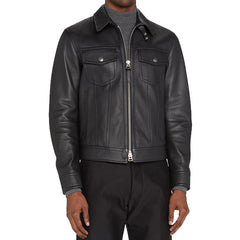 Western Men Leather Jacket | Black Lambskin Leather Jacket