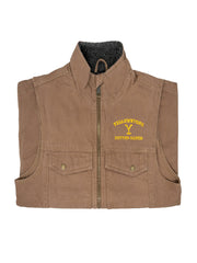 John Dutton Yellowstone Ranch Logo Tan Brown Cotton Vest