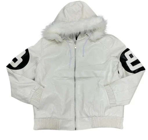Robert Phillipe White 8 Ball Fur Hood Jacket