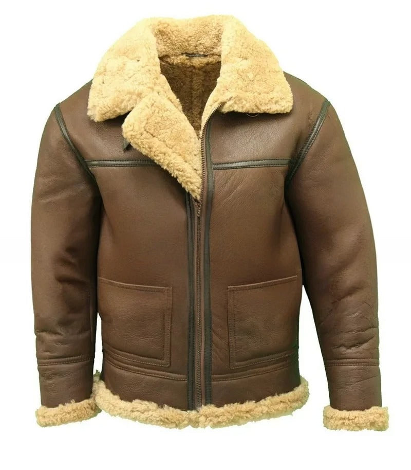 World War 2 Sheepskin Aviator B3 Brown Jacket