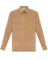 Burberry Men's Natural Logo-Embroidered Corduroy Zip Shirt Jacket