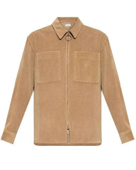 Burberry Men's Natural Logo-Embroidered Corduroy Zip Shirt Jacket