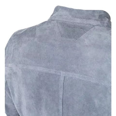 Men Grey Suede Bomber Jacket