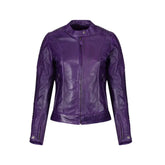Women's Purple Motorcycle Style Motorbike Biker Leather jacket
