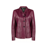 Women Purple Leather Blazer