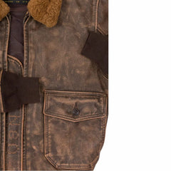 Men Usn Us Navy Aviator Air Forces G-1 Military Flight Bomber Distressed Brown Jacket