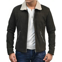 Grimes Fur Brown Suede Jacket