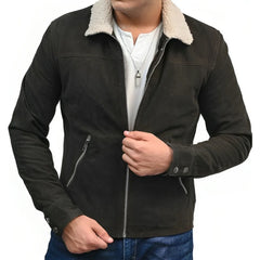 Grimes Fur Brown Suede Jacket