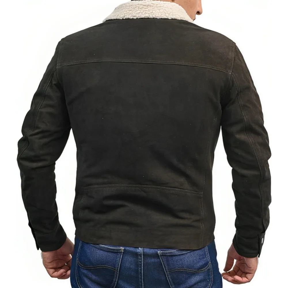 Grimes Fur Brown Suede Jacket