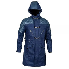 Handmade DMC Devil May Cry 5 Nero Blue Trench Hooded Coat Jacket