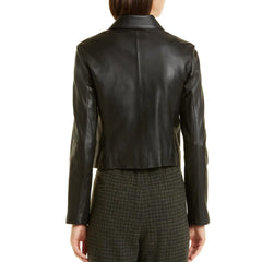Sharon Womens Black Leather Moto Jacket