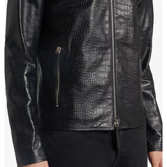 Black Leather Motorcycle Jacket for Men