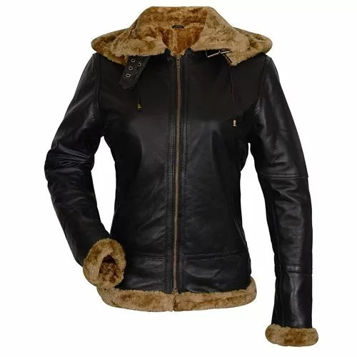 Women's Aviator B3 Brown Bomber Sheepskin Leather Jacket