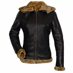 Women's Aviator B3 Brown Bomber Sheepskin Leather Jacket