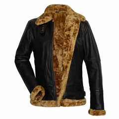 Women’s Aviator B3 Brown Fur Shearling Bomber Sheepskin Leather Jacket