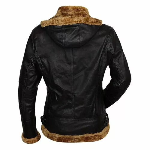 Women’s Aviator B3 Brown Fur Shearling Bomber Sheepskin Leather Jacket