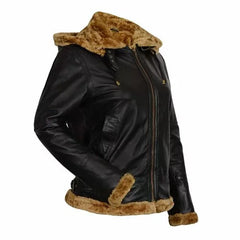 Women’s Aviator B3 Brown Fur Shearling Bomber Sheepskin Leather Jacket