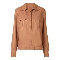 Genuine Leather Shirt Jacket | Brown color Leather Trucker Jacket