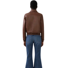 Womens Brown Short Blouson Jacket
