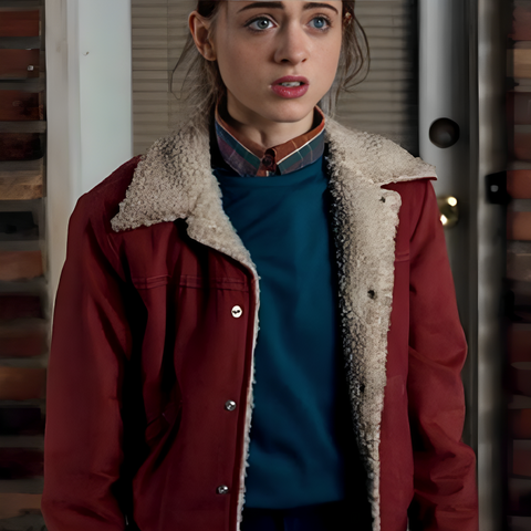 Womens Red Denim Nancy Wheeler Stranger Things Jacket