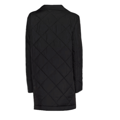 Black Double Breasted Women's Quilted Jacket