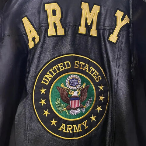 Mens Black Army Leather Bomber Jacket