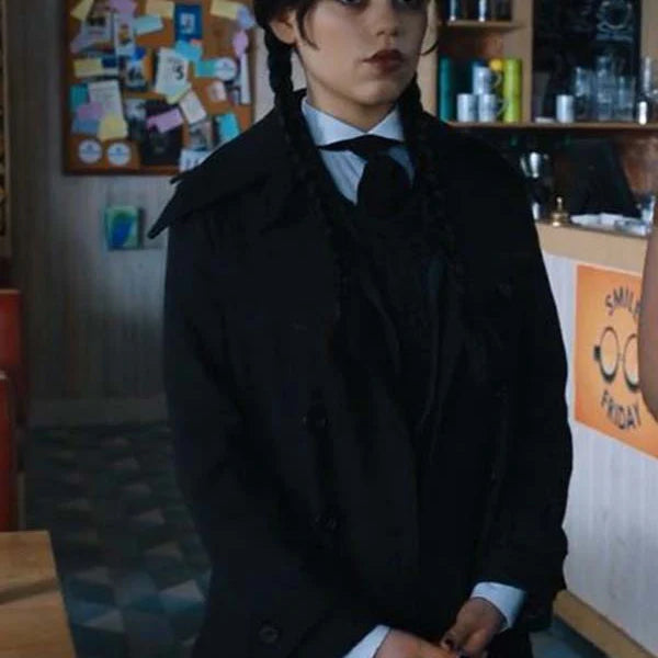 Jenna Ortega Wednesday Addams Trench Coat