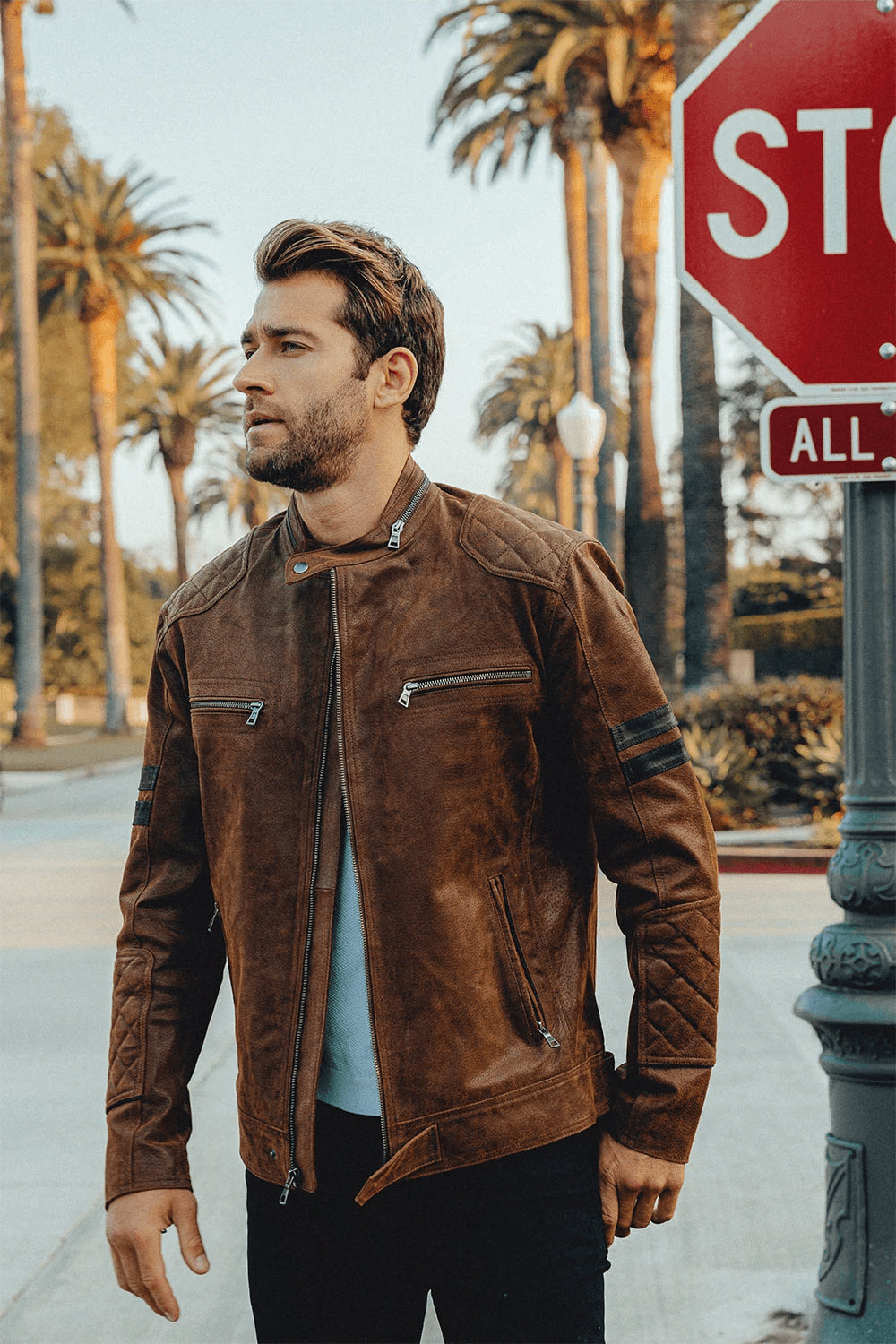 Brown Leather Aviator Jacket | Denver's Bomber Jacket