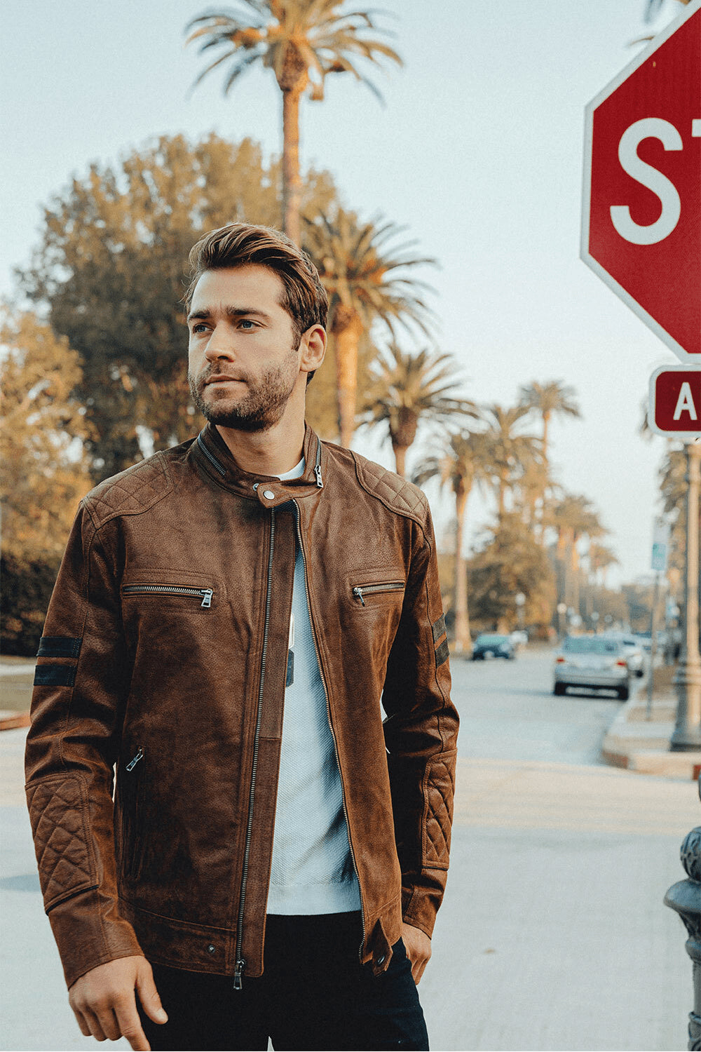 Brown Leather Aviator Jacket | Denver's Bomber Jacket