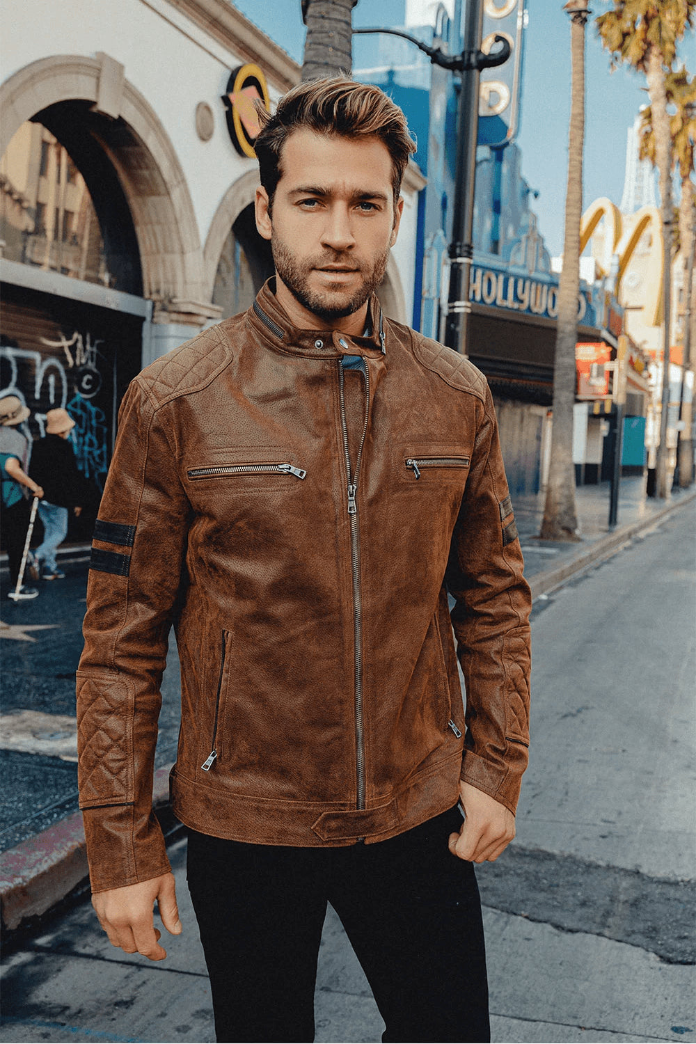 Brown Leather Aviator Jacket | Denver's Bomber Jacket