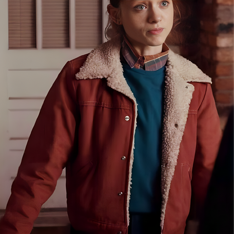 Womens Red Denim Nancy Wheeler Stranger Things Jacket