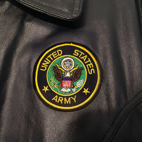Mens Black Army Leather Bomber Jacket