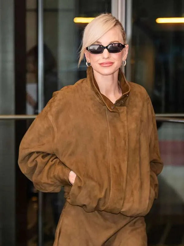 NYC 2026 Anna Faris Brown Jacket