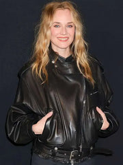 PFW 2026 Diane Kruger Leather Jacket