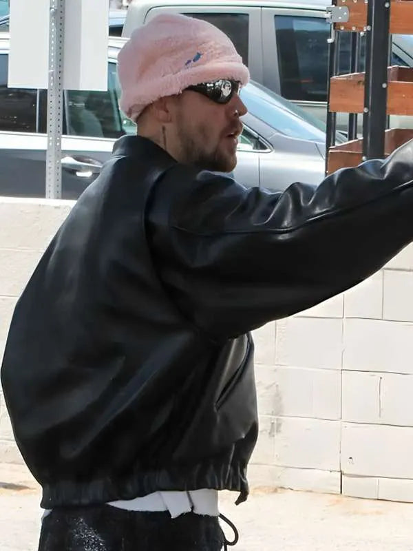 LA 2026 Justin Bieber Black Leather Jacket
