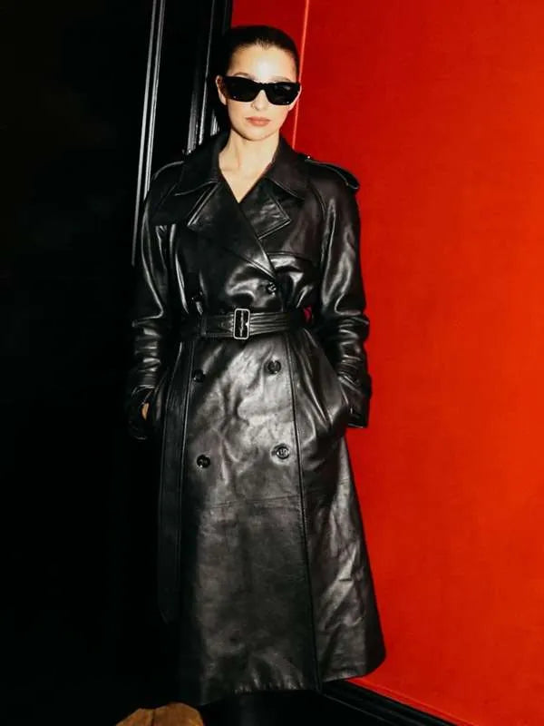 Fashion Week 2026 Marisa Abela Black Leather Coat
