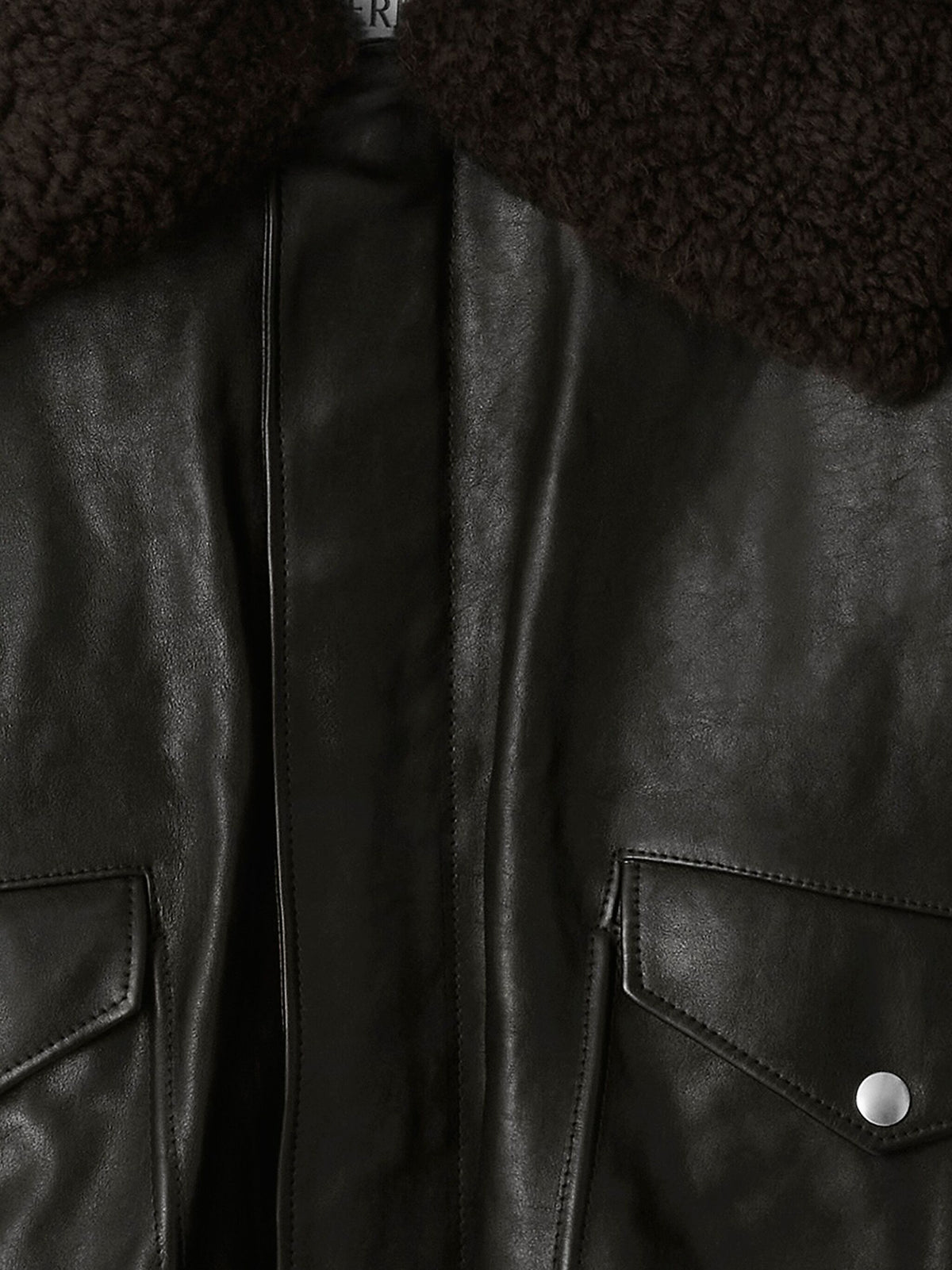 Shearling-collar leather jacket